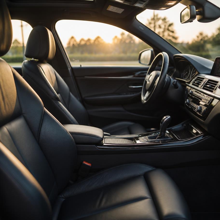 Gepflegter Fahrzeuginnenraum mit Ledersitzen